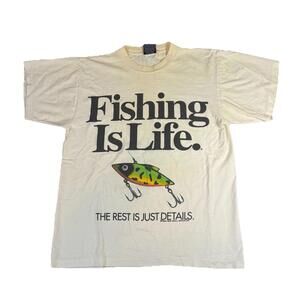 Vintage Fishing Is Life Bigballsports Graphic T Shirt Lure Mens Medium